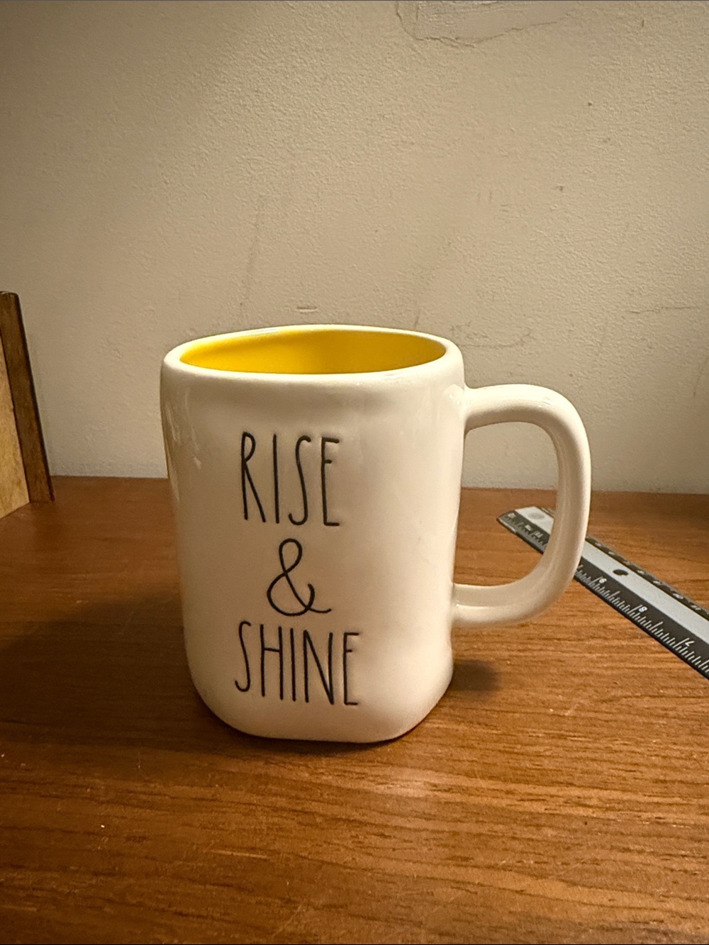 Rise & Shine Two-Tone Ceramic Coffee Mug - White with Yellow Interior